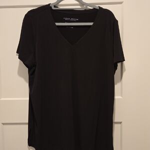 Susan Graver Black V-Neck Top